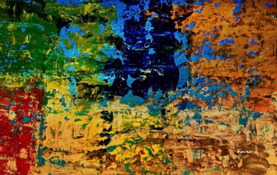 Autoimmune bugs in Abstract art with acrylic paint and knife 